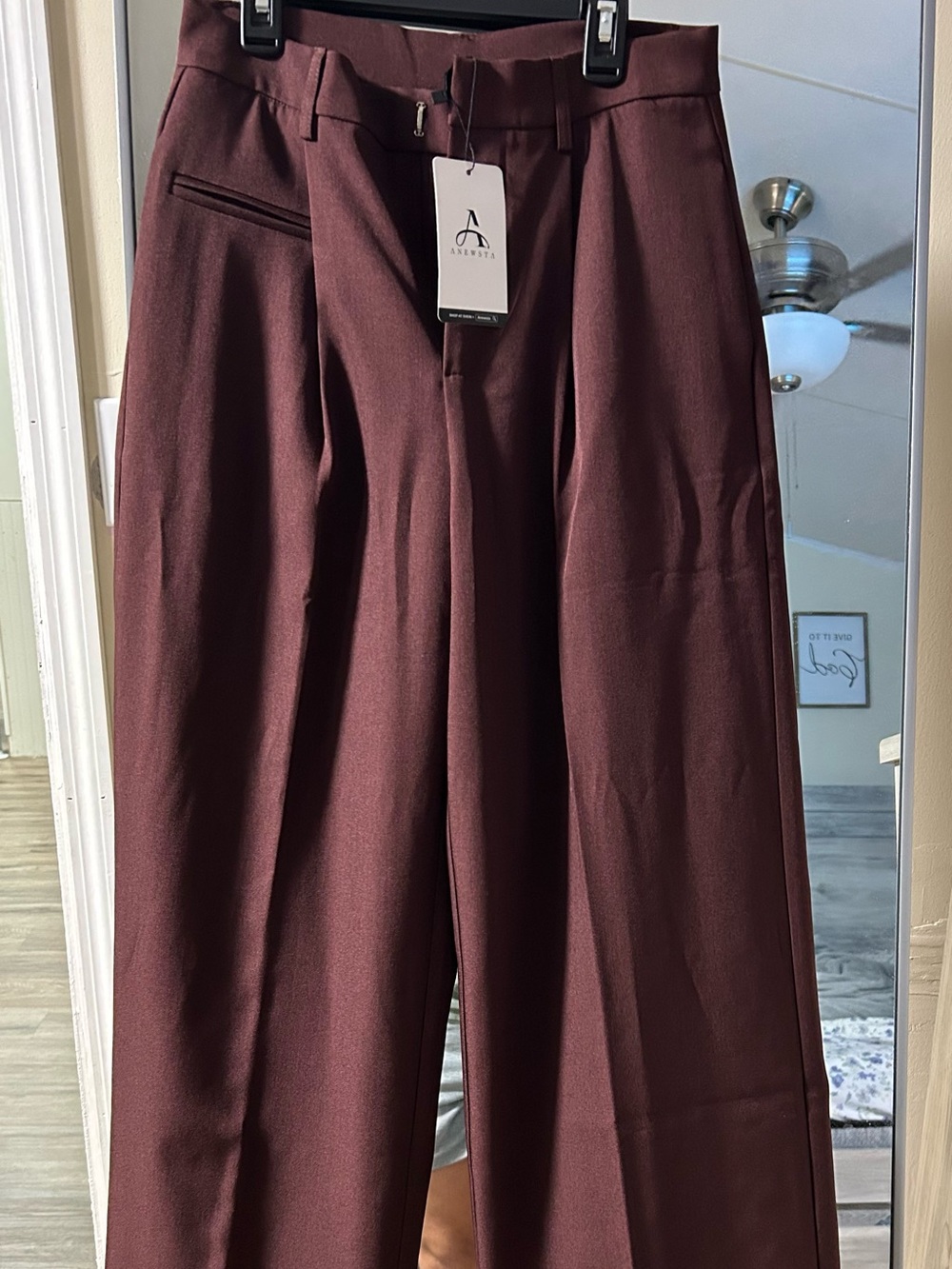 A New Day High-Waist Tailored Trousers in Burgundy - Picture 3 of 4